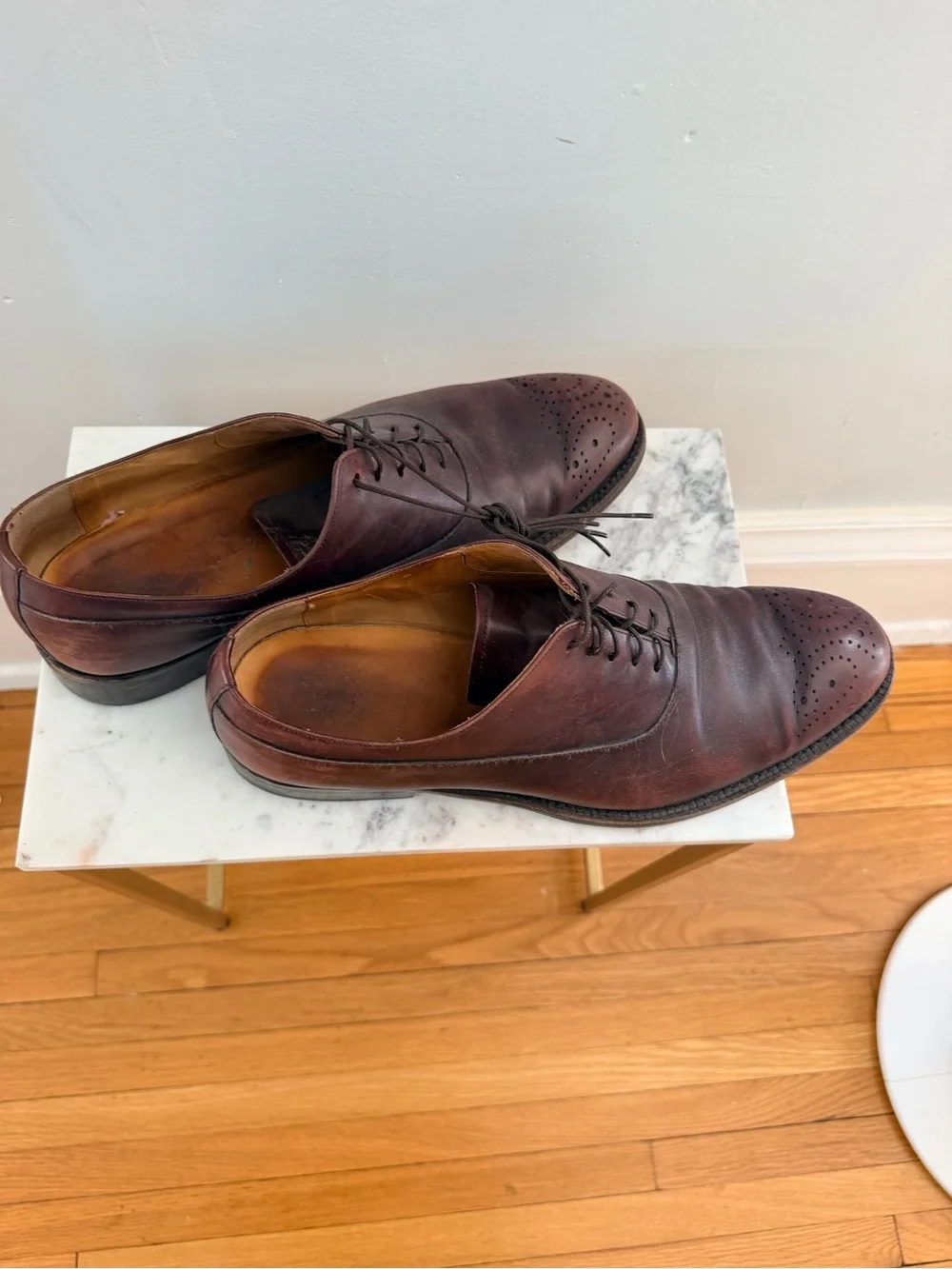 Jack Irwin Men's Red-Brown Leather Oxford Dress Shoes